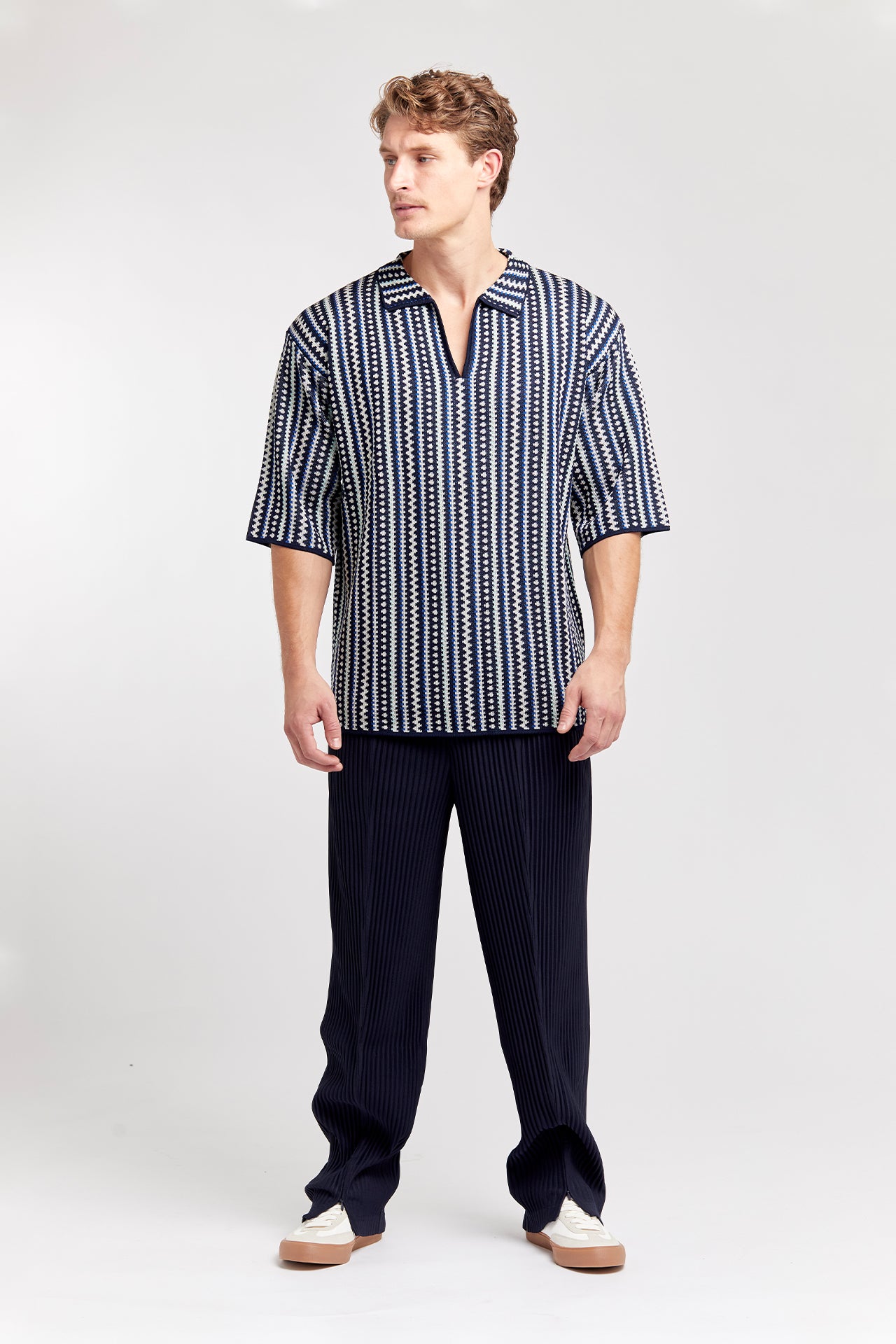 Striped Jacquard Polo Shirt