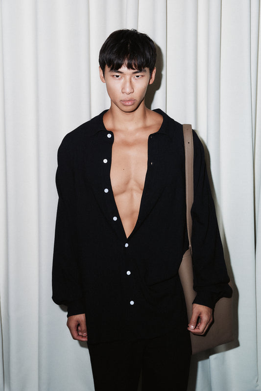 Oversized Linen Shirt - Black