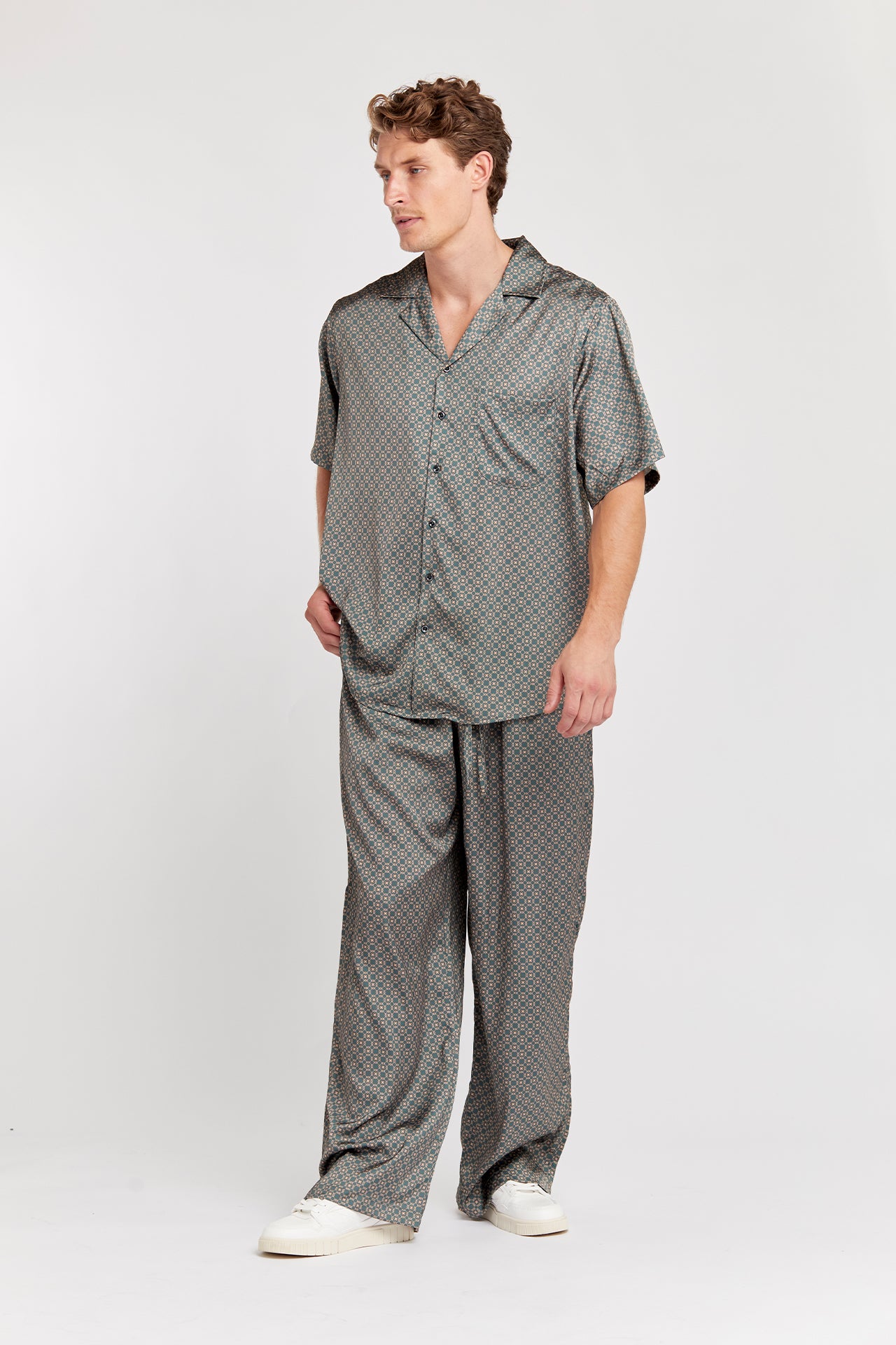 Cream Geometry Trousers