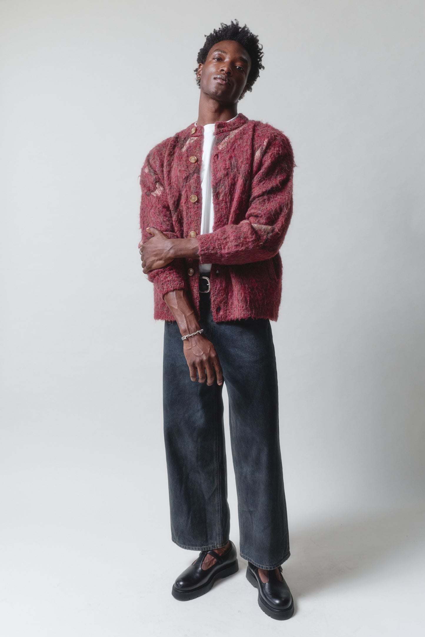 Brushed Argyle Cardigan