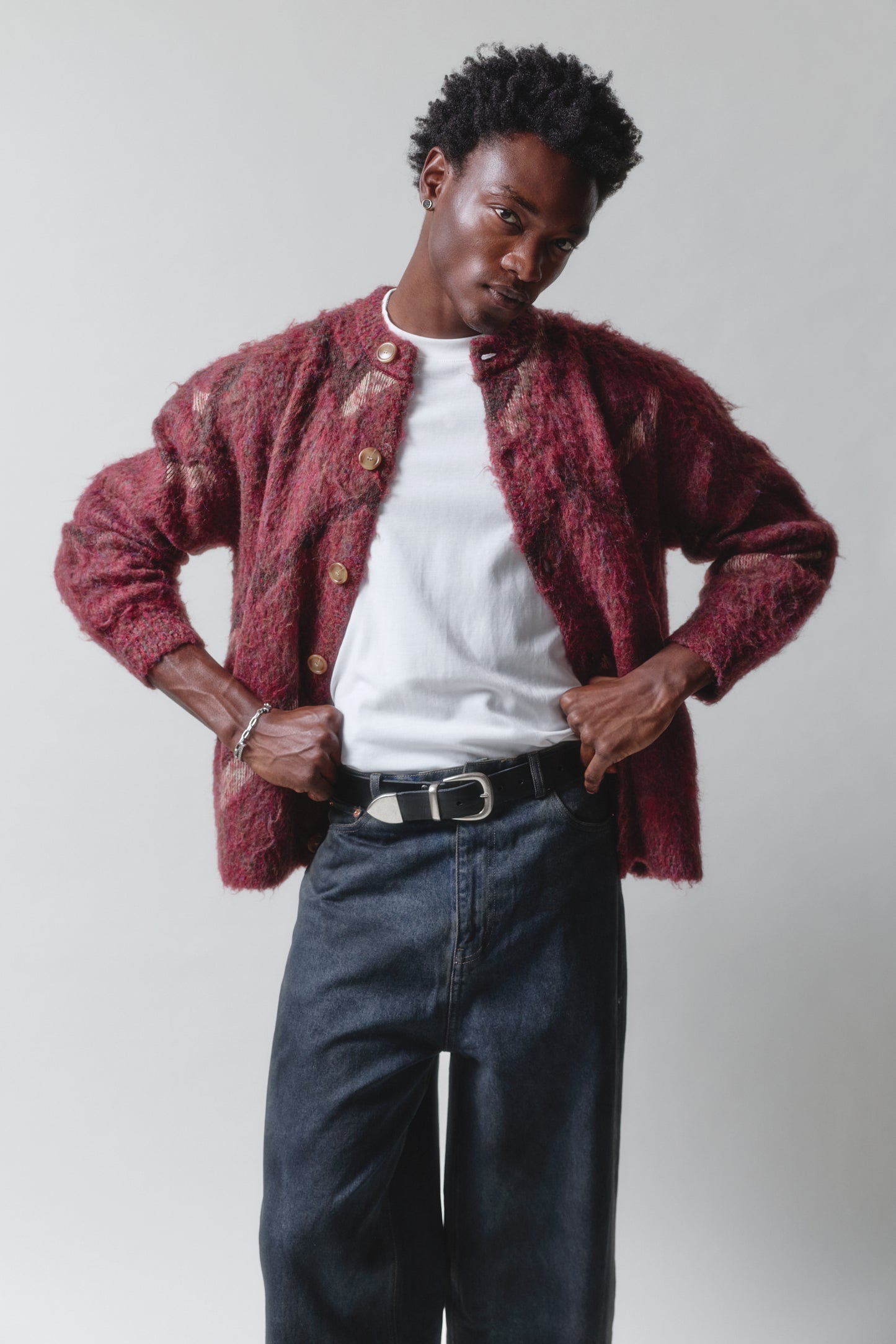 Brushed Argyle Cardigan