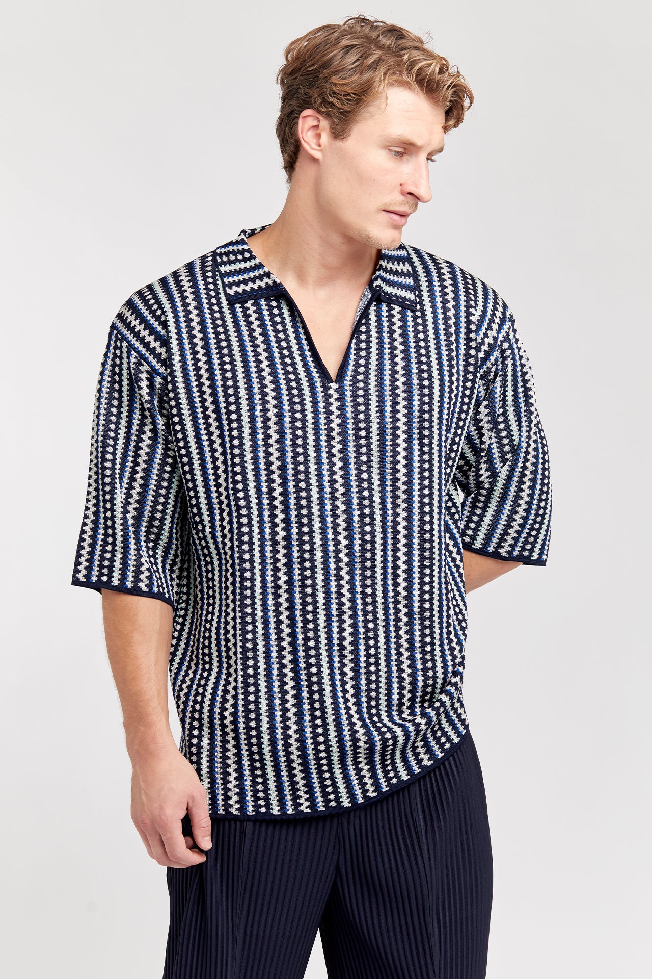 Striped Jacquard Polo Shirt