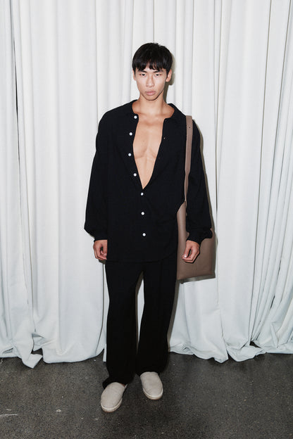Oversized Linen Shirt - Black