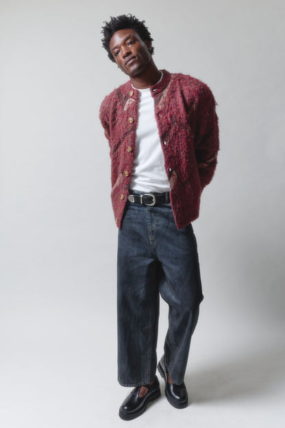 Brushed Argyle Cardigan