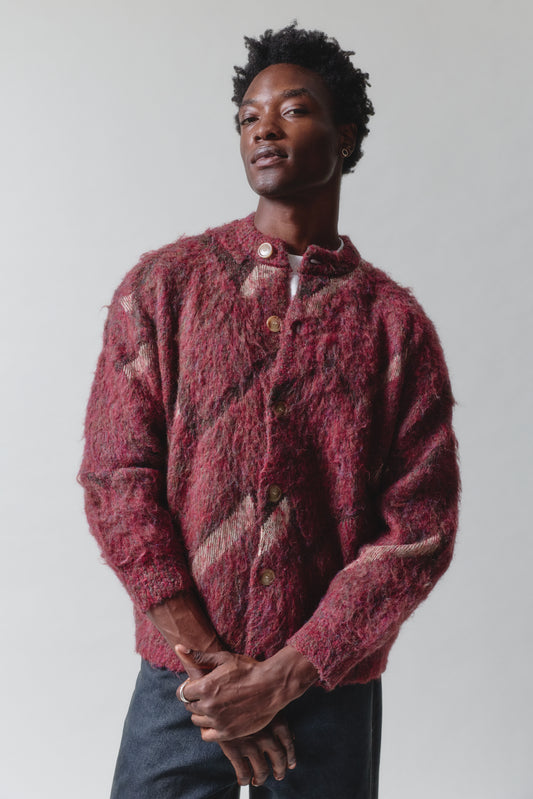 Brushed Argyle Cardigan