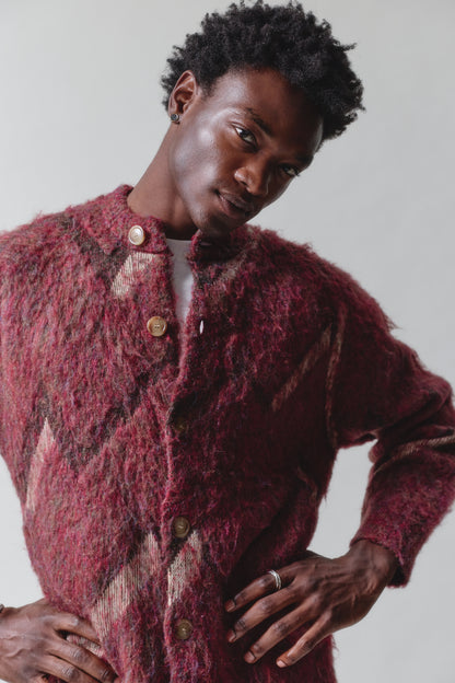 Brushed Argyle Cardigan